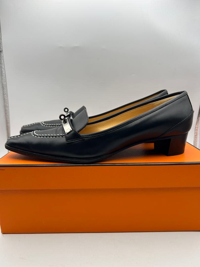 極美品 HERMES エルメス ケリーパンプス スクエアトゥ 23.5cm