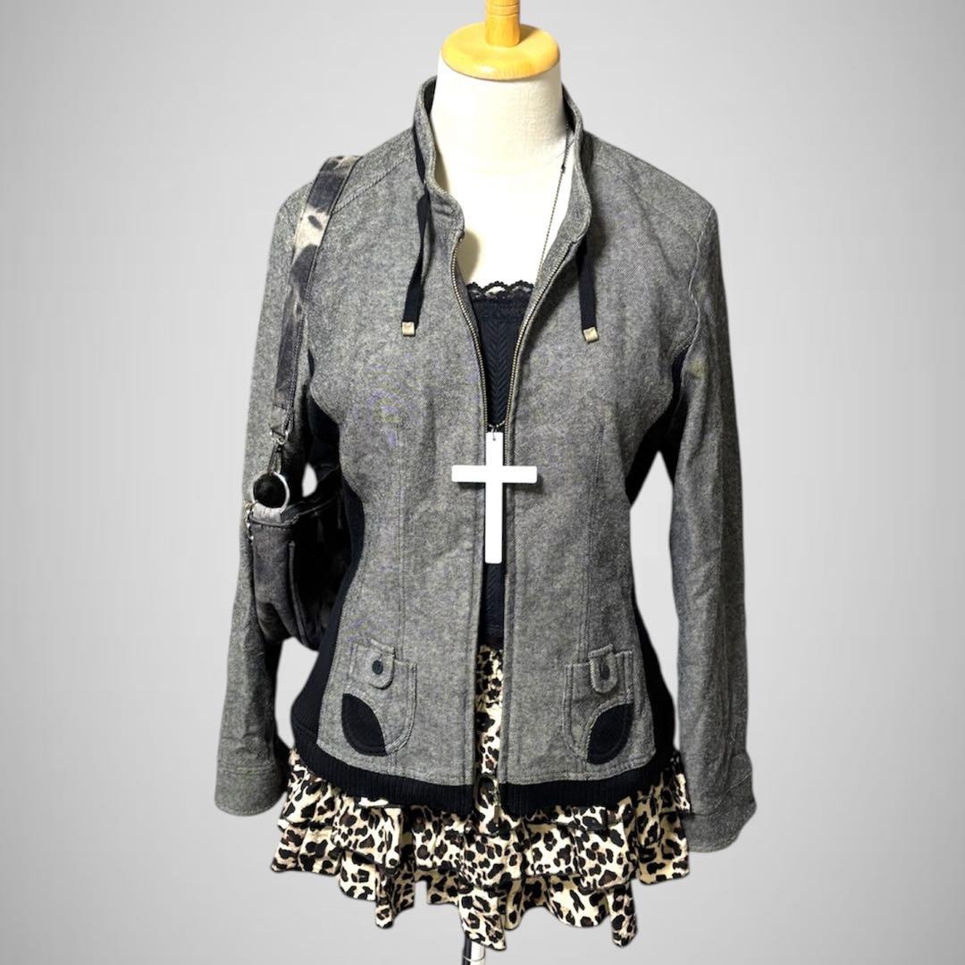 ジップアップ ブルゾン ダークコア Y2K フェアリーグランジ 平成ギャル