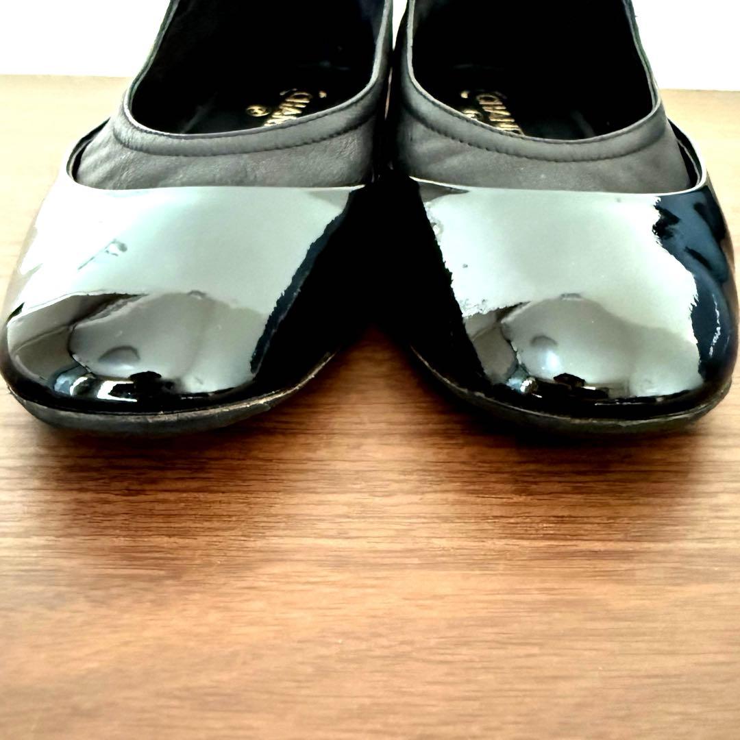 美品 CHANEL シャネル ストラップシューズ バレエシューズ ブラック 39