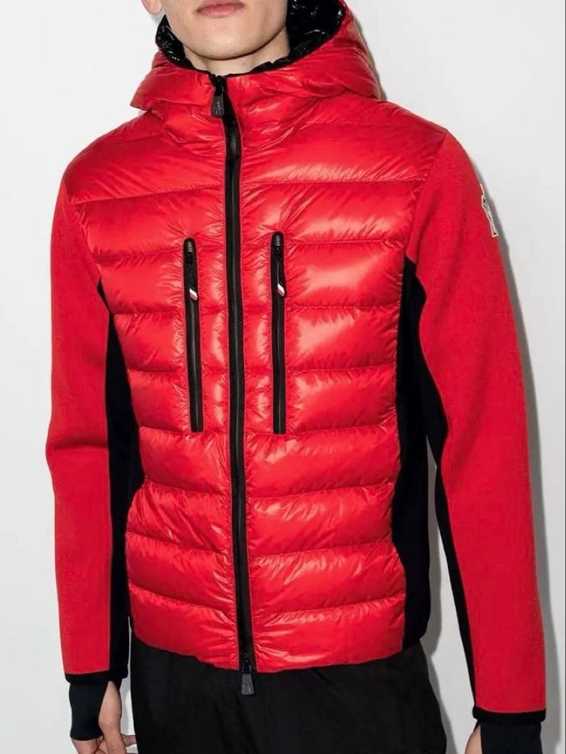モンクレール ハイブリッド ダウンジャケット ニットダウン 赤黒