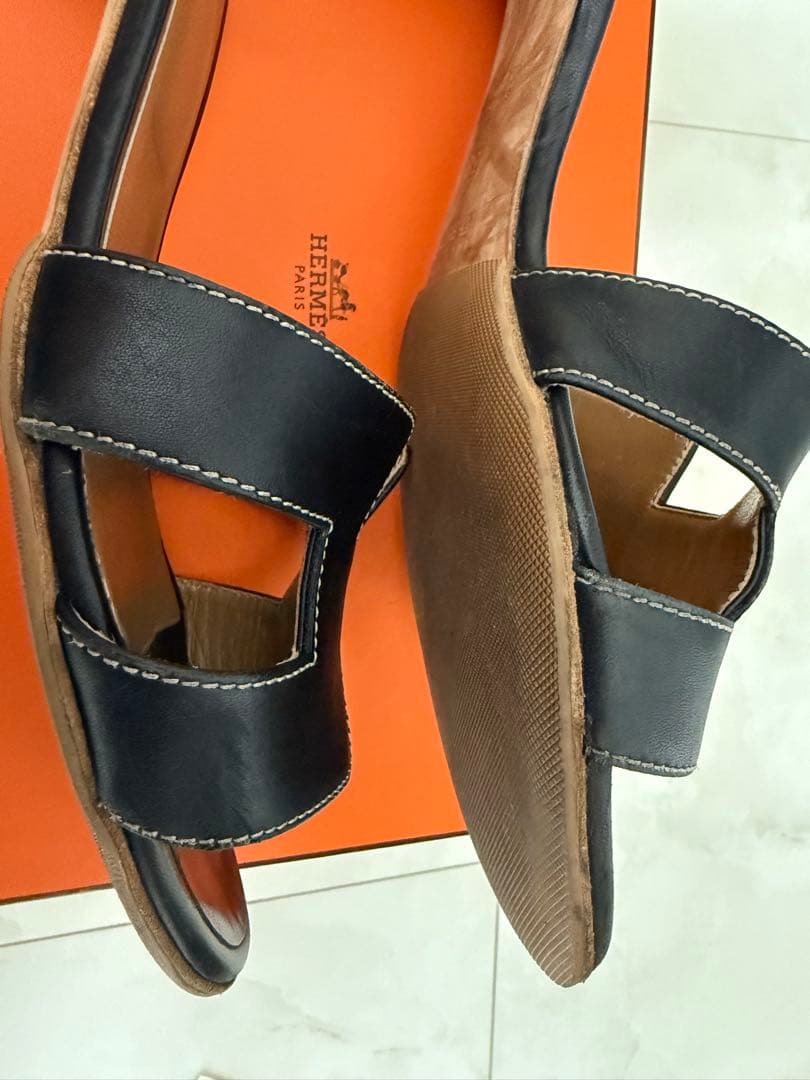 HERMESエルメス　レディスサンダル 《オアジス》黒　38.5