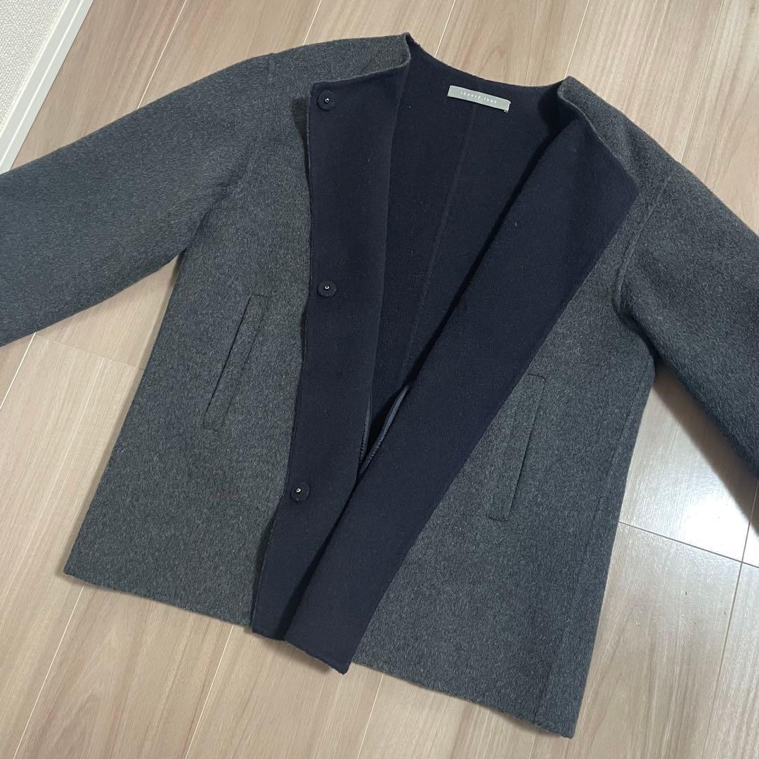 美品】セオリーリュクス ダブルフェイス リバーコートノーカラー