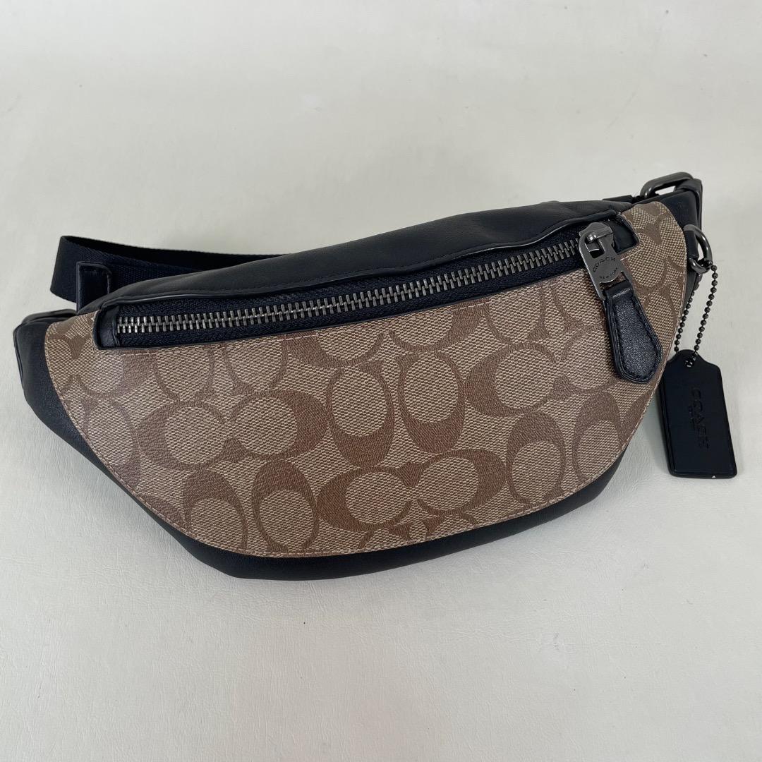 C5 美品✨COACH ボディバッグ F84711 ブラック×シグネチャー Amazon | [コーチ] COACH ボディバッグ ヒップバッグ メンズ