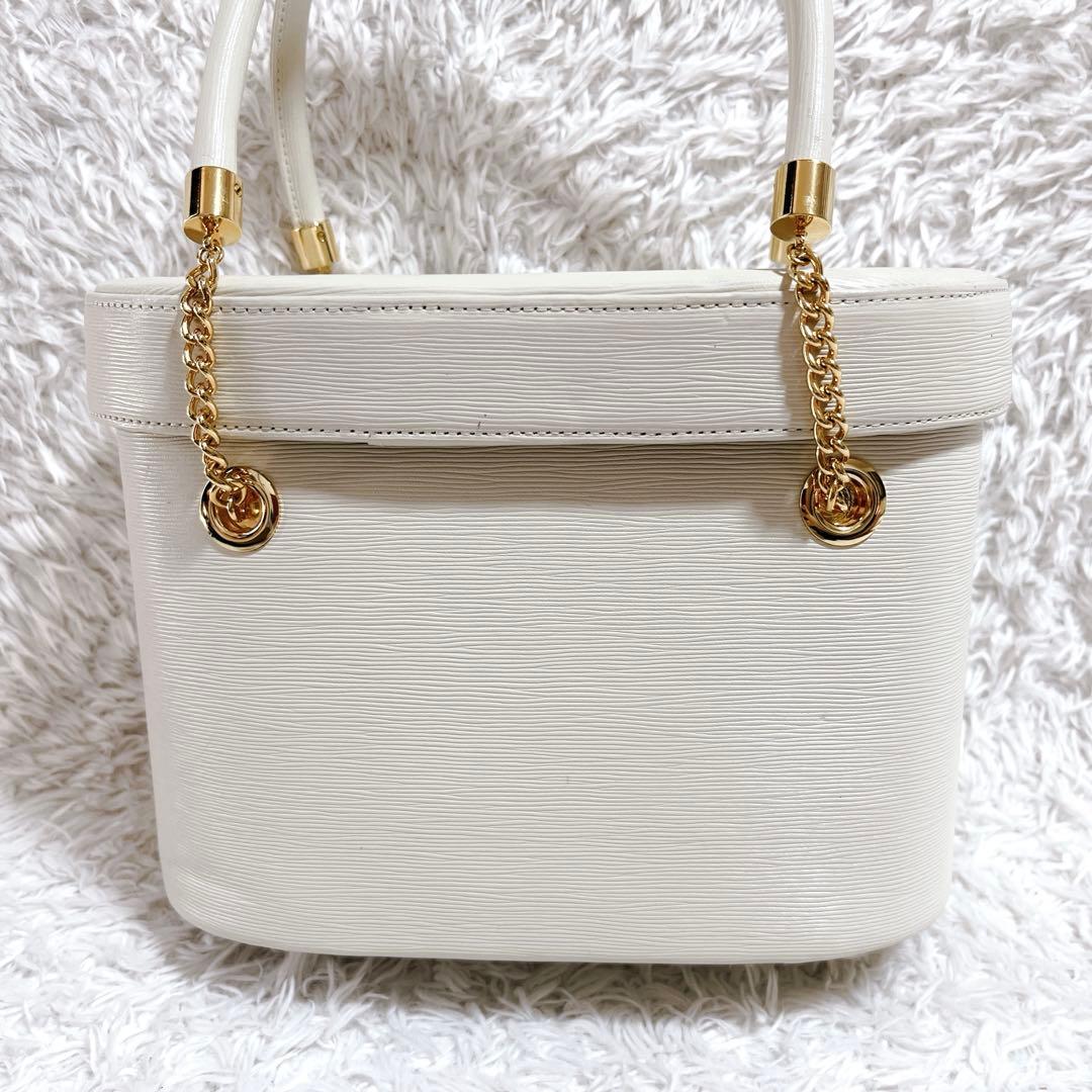 極美品✨ハナエモリ バニティバッグ ハンドバッグ レザー サークルロゴ