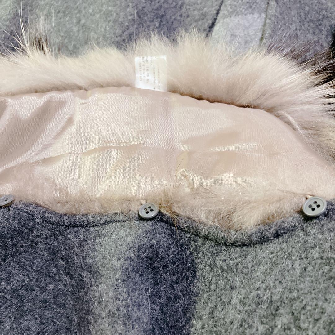 グレースコンチネンタル ポンチョ ストール ラクーンファー グレー