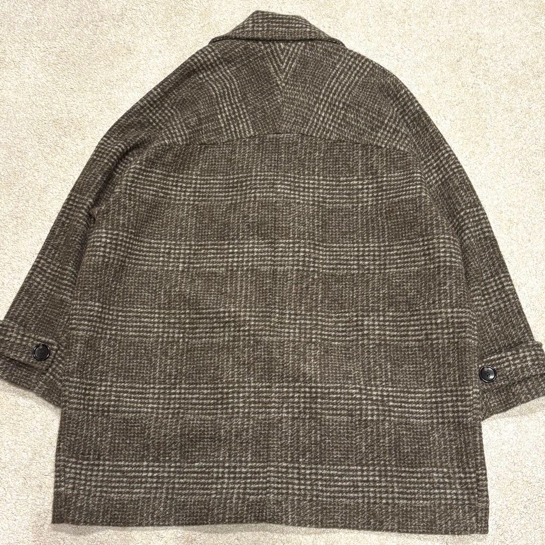 スピックアンドスパン Wスライバーチェックハーフコート ブラウン 38