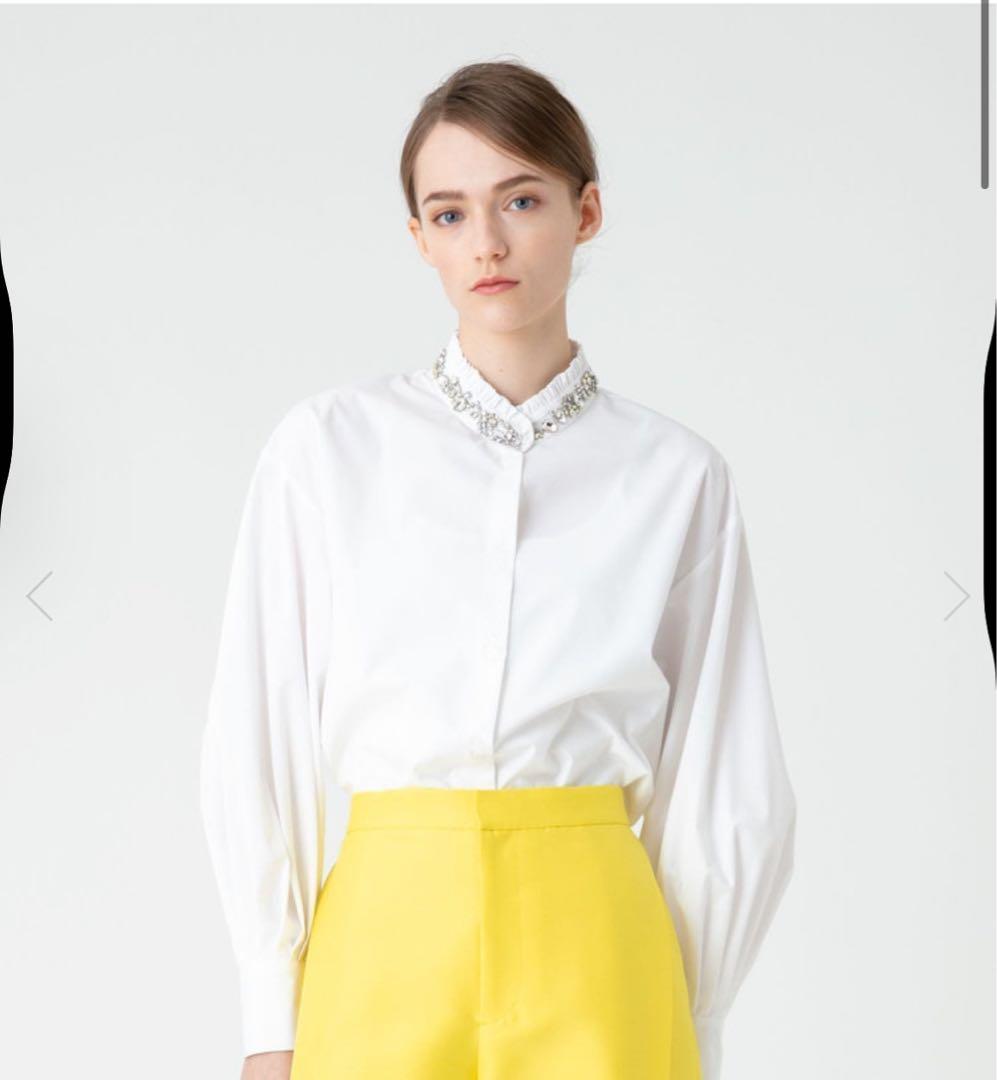 クリスマスセール【LOULOU】ビジュースタンドフリルシャツ#ニットと