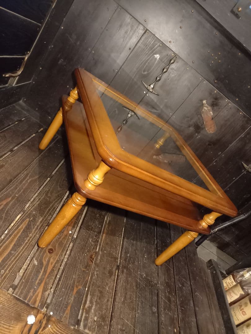 ぴぴ 様売約済 コロニアル ディスプレイ ガラス ウッド サイドテーブル