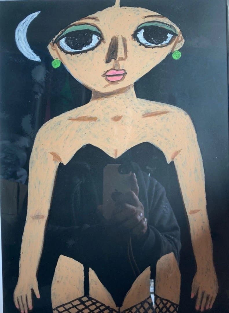 新品直筆絵画『原マスミ／黒ガーター』豪華（大衣）額付