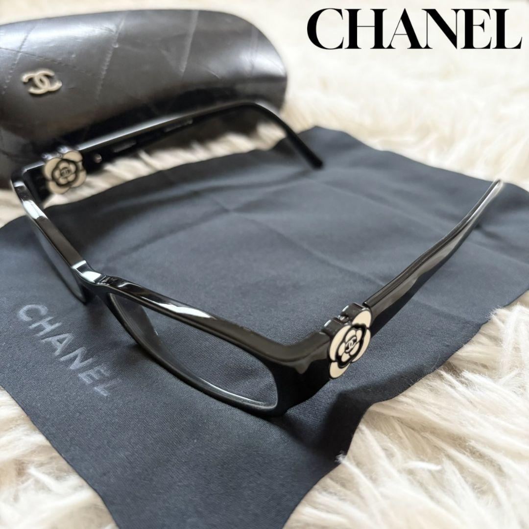 美品 シャネル メガネ 3131 ココマーク カメリア　ケース付き CHANEL シャネル メガネ 度入り 3131 カメリア ココマーク ケース付
