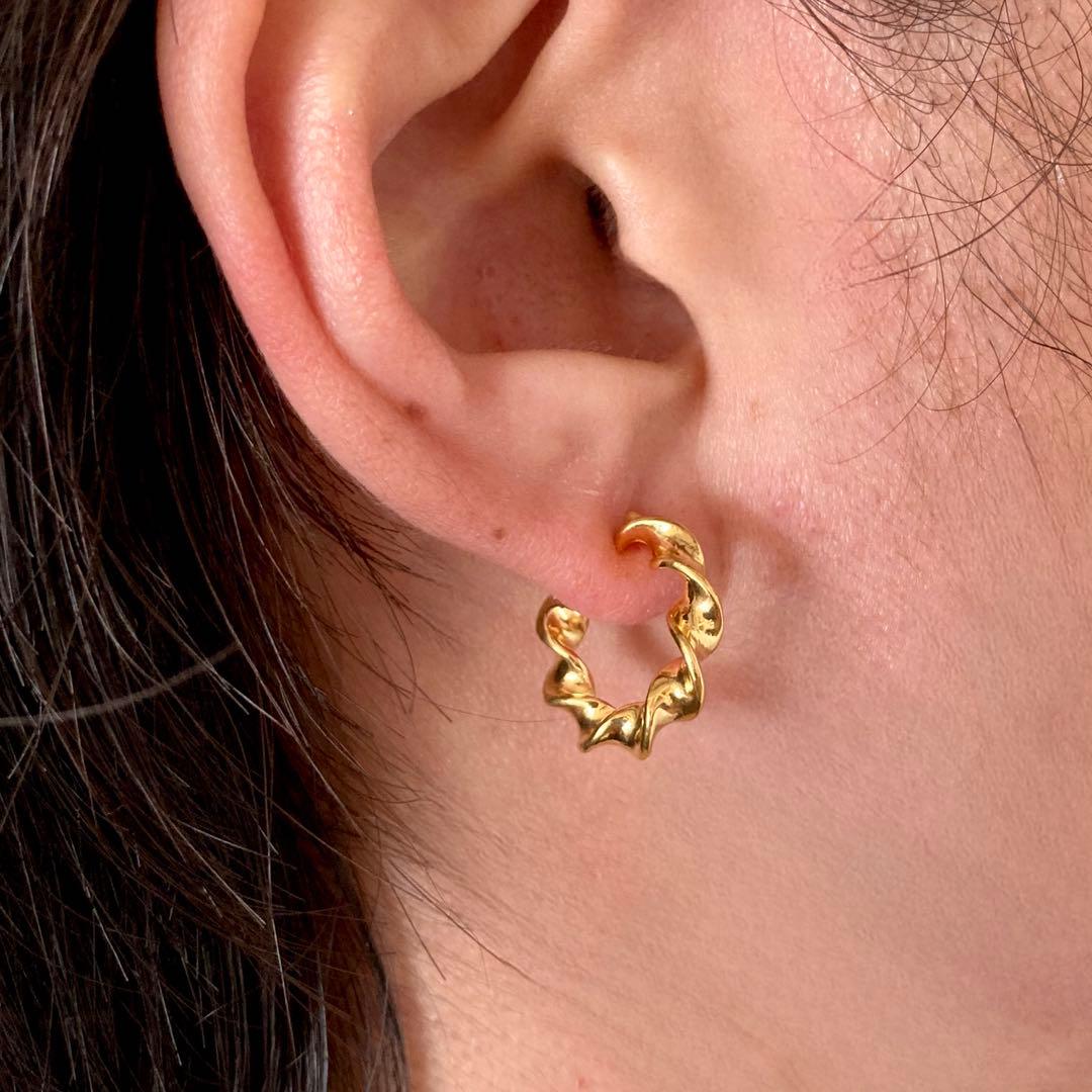 ゴールド 18k シルバー925 両耳 ピアス 13mm BWL