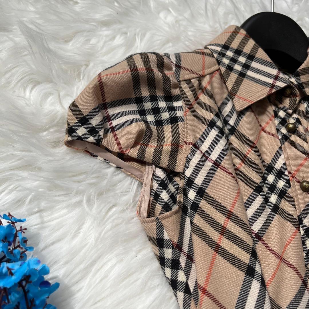 バーバリーブルーレーベル 半袖 ワンピース ノバチェック 襟付き A