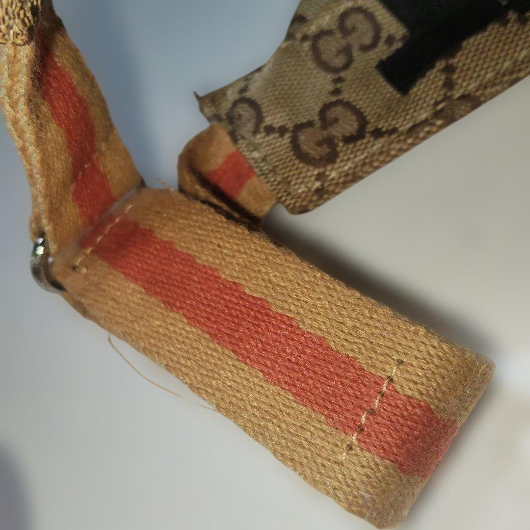 GUCCI サンバイザー GG柄 キャンバス Lサイズ シェリーライン茶色×赤色