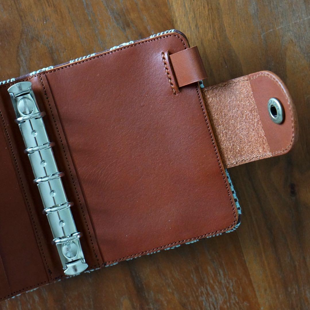 ミナペルホネン ポンピア ブラウン×ライトブルー ミニ5システム手帳