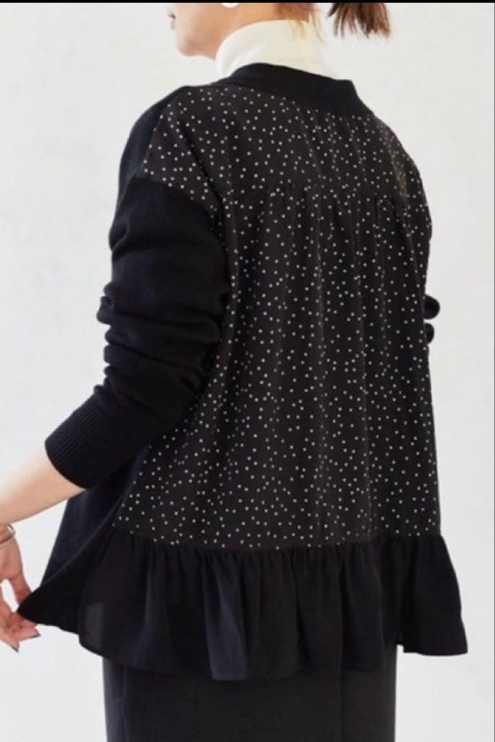 ビアズリー　カーディガン　ドット　フレアー　ブラック 後ろ釦ファーニット | BEARDSLEY(ビアズリー)レディース | PAL CLOSET