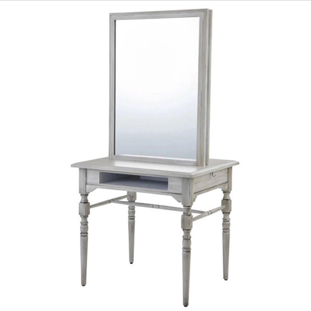 ホワイト 木製 ドレッサー 両面ミラー　美容室 セット面 ドレッサー 両面 幅80×奥行60×高さ161cm 美容室 美容院