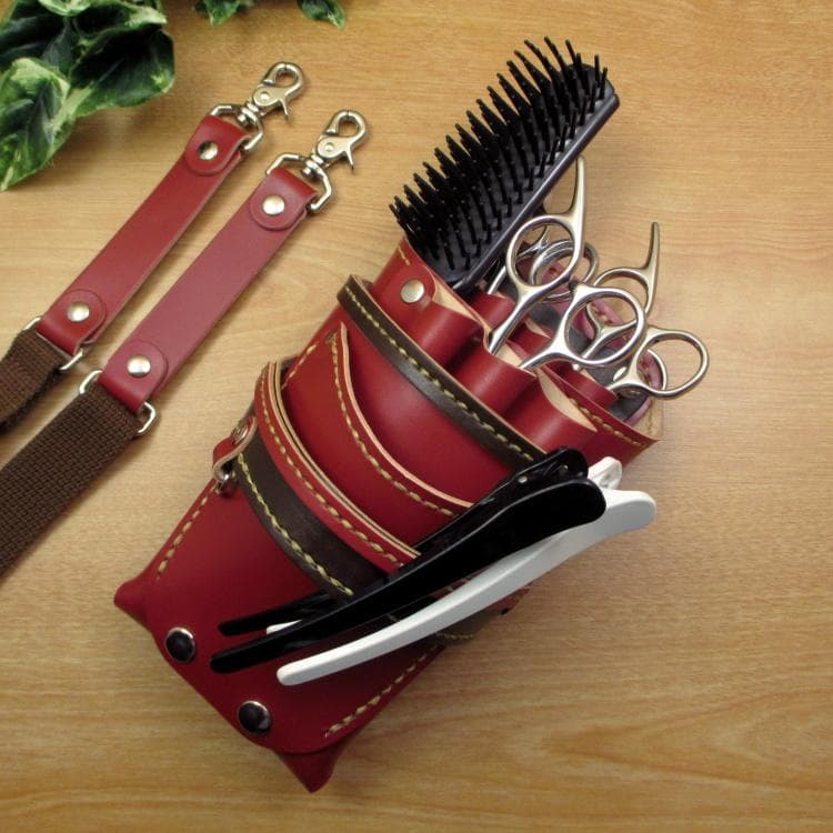 赤色＆焦げ茶 6丁差し 本革 シザーケース SCA-53/CRA - メルカリ