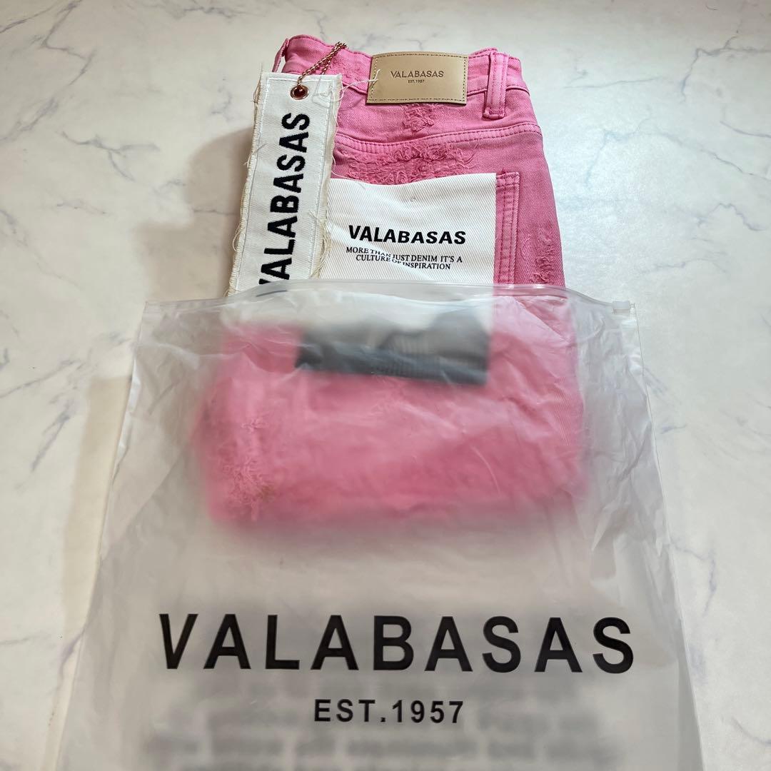 バラバサスvalabasas クラッシュリペアスキニーフレアデニム ピンク 29