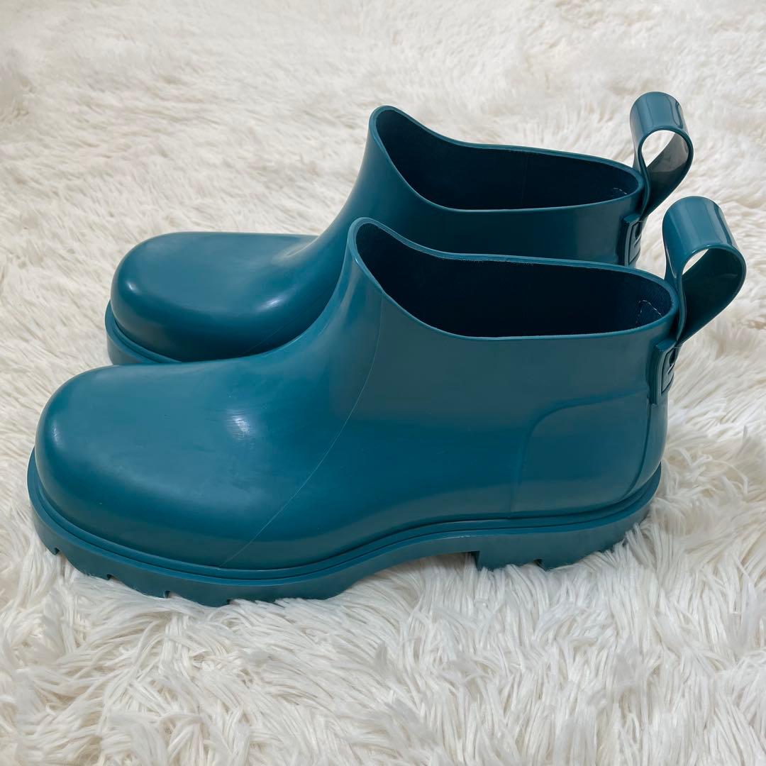 美品 ボッテガヴェネタ ダニエルリー レインブーツ ブルー 41 メンズ