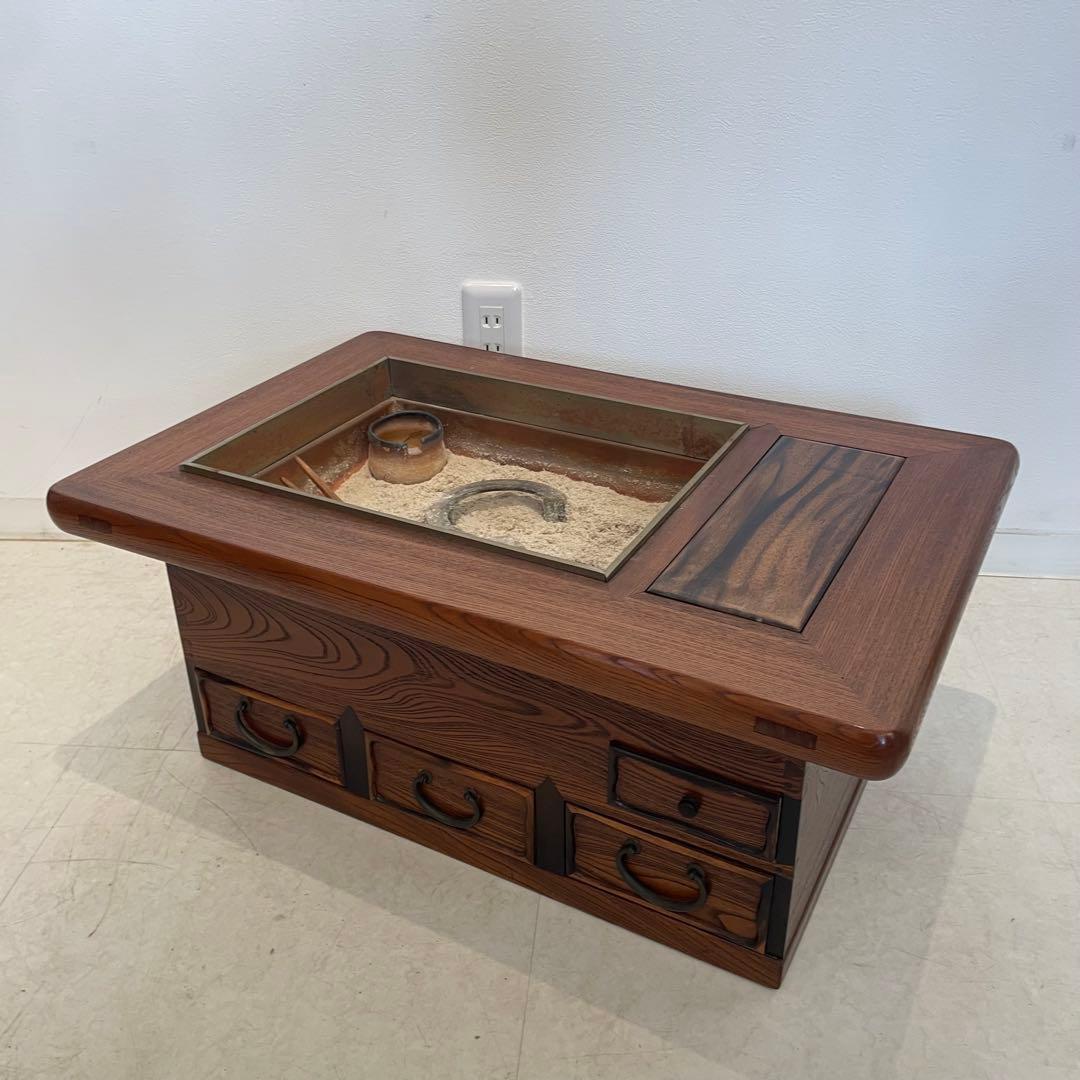 長火鉢 箱火鉢 小型 囲炉裏 木製 アンティーク - メルカリ