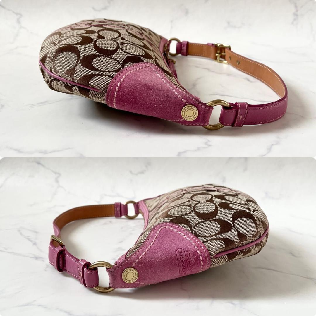 コーチ シグネチャー ワンショルダー キャンバス スエード ベージュ