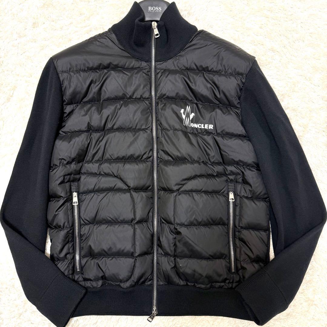 極美品 XL　モンクレール　ハイブリッドニット　ダウンジャケット　ブラック MONCLER (モンクレール) GRENOBLE スウェット切り替え フロントダウン