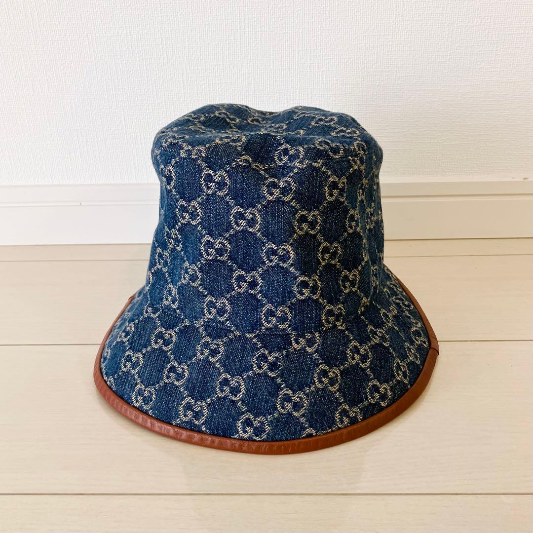 GUCCI グッチ バケットハット 青 GGパターン
