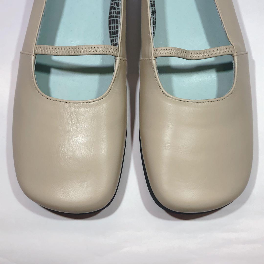 極美品】カンペール 幅広 スクエアトゥ フラットパンプス レッドソール