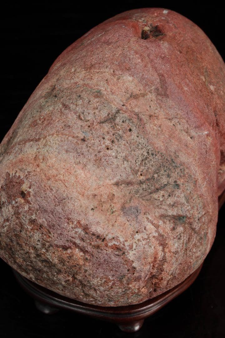 赤玉石 赤石 碧玉 在銘台座付 2.3kg 鑑賞石 原石 天然石 飾石