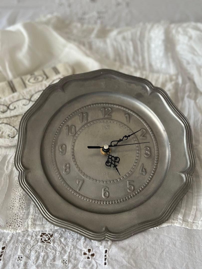 アンティーク　ピューター　花リム　壁掛け時計 壁掛け 時計 ウォールクロック サンタマリア ヨーロピアン
