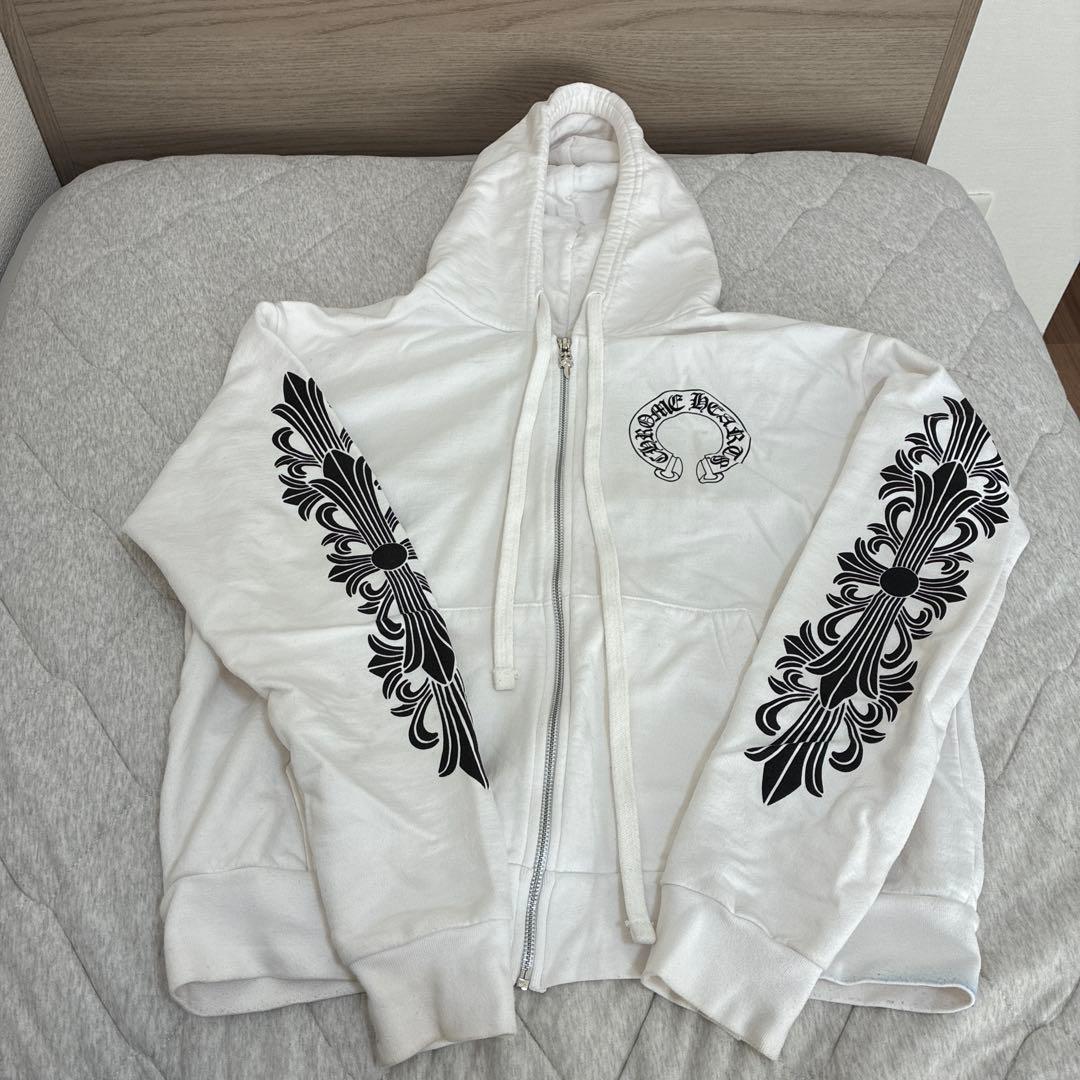 Chrome Hearts ホワイト フード付きスウェット - メルカリ