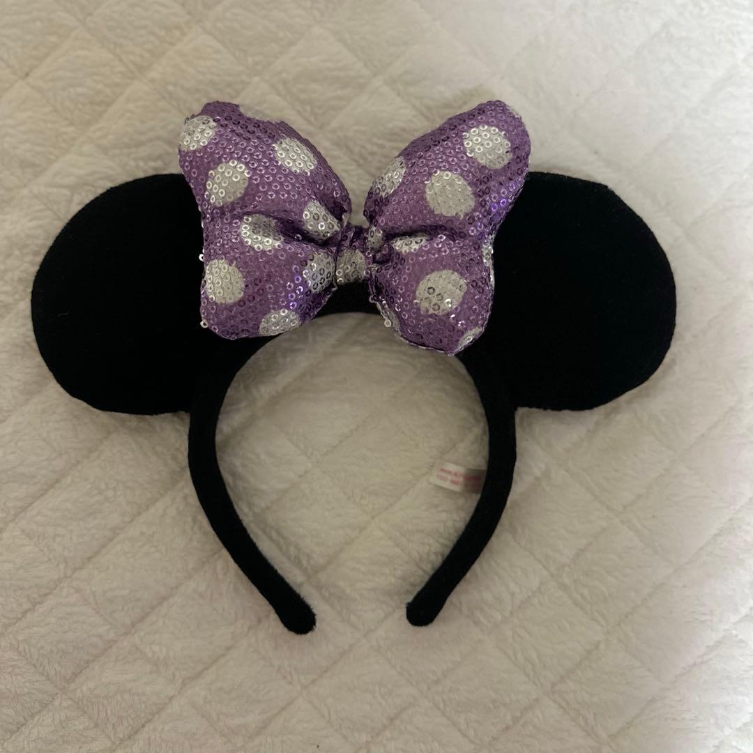 ディズニー カチューシャ 紫 スパンコール - メルカリ