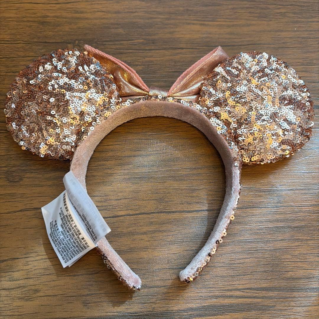 ディズニー カチューシャ スパンコール シャンパンゴールド ピンク