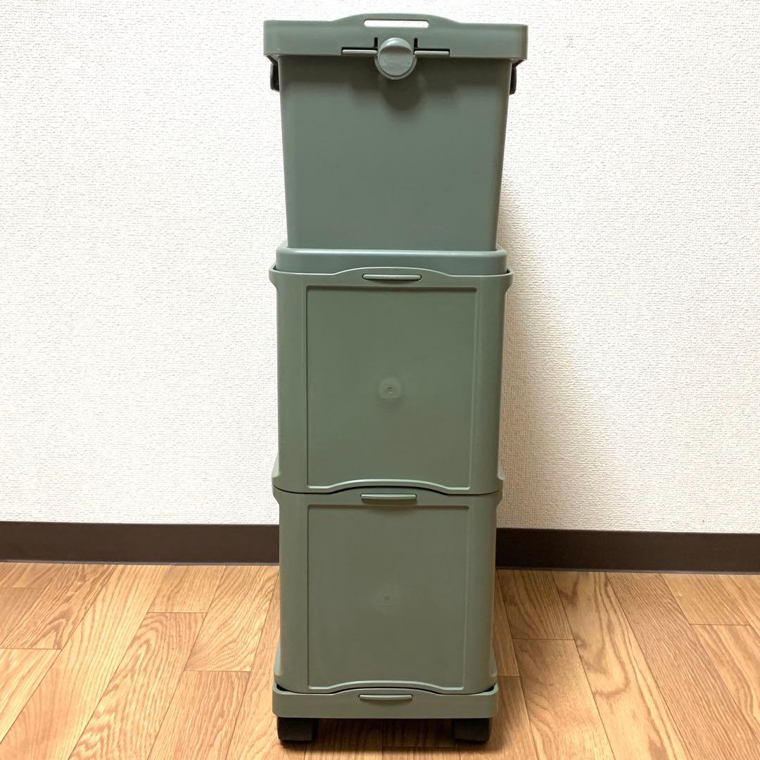 Tupperware タッパーウェアデイリーストッカー3段キャスター付き緑