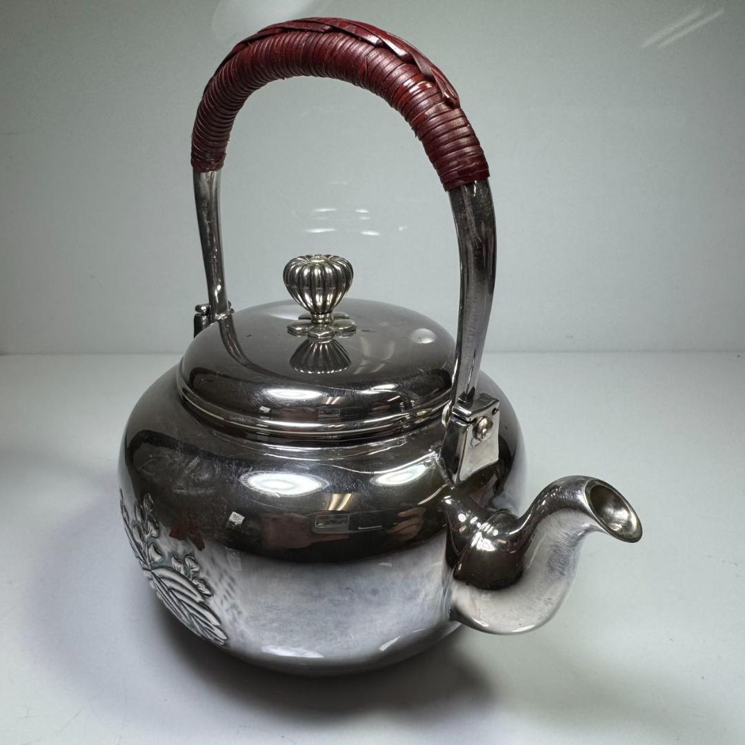 純銀製 急須 菊摘 銀瓶 煎茶道具 湯沸 純銀保証 - メルカリ