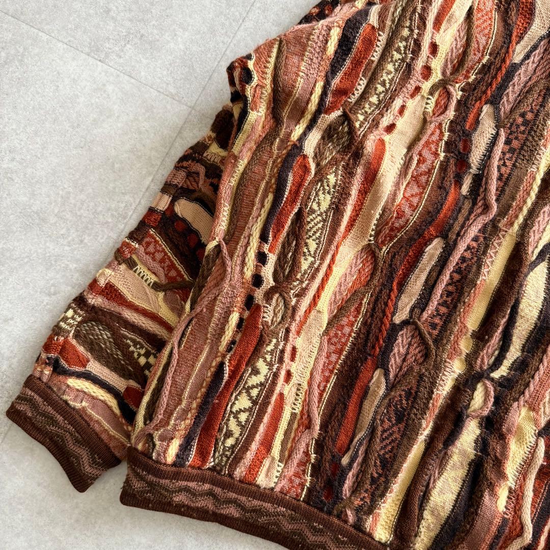 クージー 3D編みニット セーター マルチカラー ブラウン系 長袖 - メルカリ