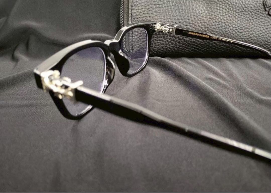 伊達メガネ クロムハーツ好き 黒縁 サングラス Y2K度付対応 クロス