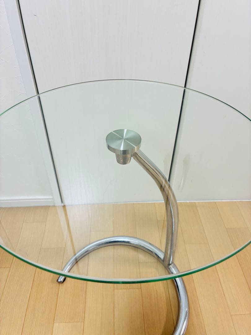 IDC大塚 ガラスラウンドテーブル サイドテーブル コーヒーテーブル