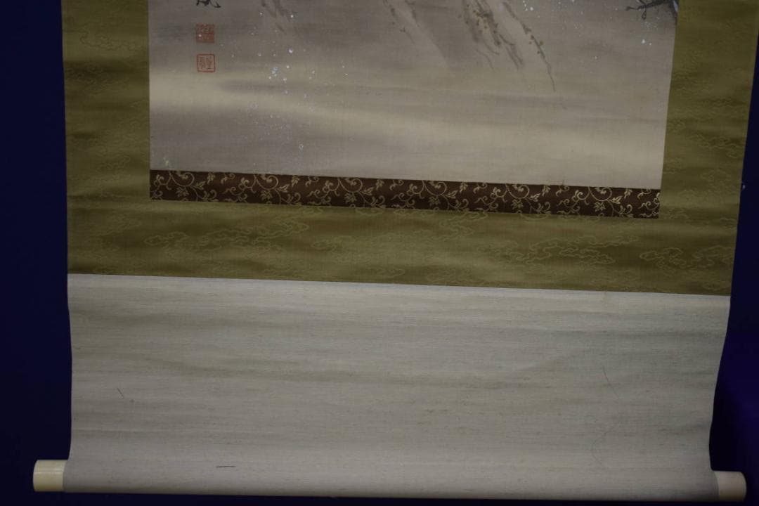 真作/井内篁鳳/雪景山村人物図/絹表装/布袋屋掛軸HH-763 - メルカリ