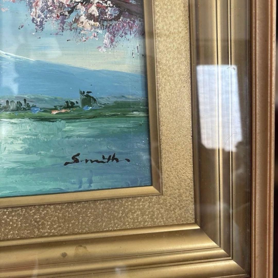 富士山と桜 油彩画“冬天到了，春天还会远吗？” - メルカリ