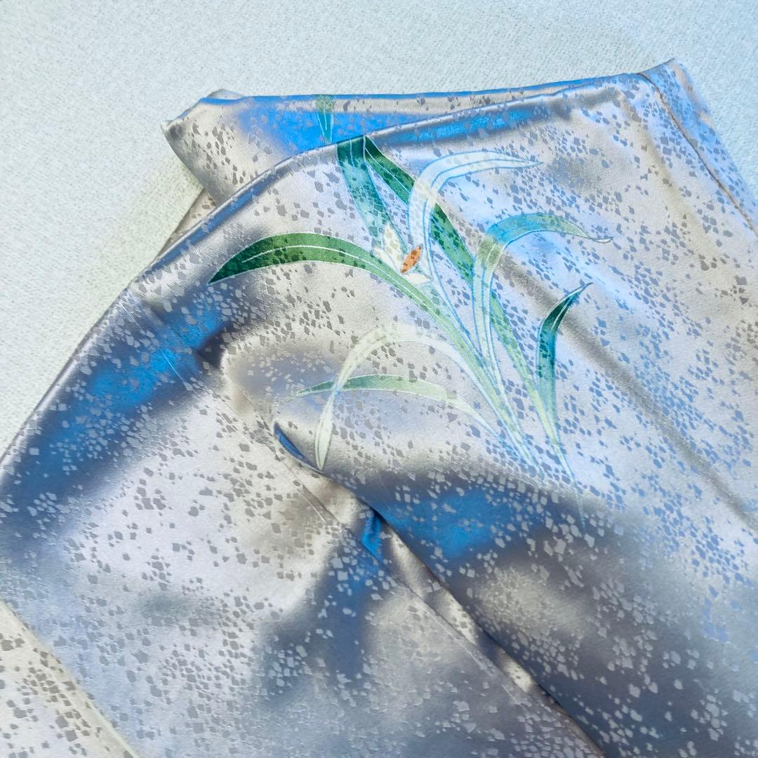 靖 122717宅　綸子　訪問着　袷　水仙　着物