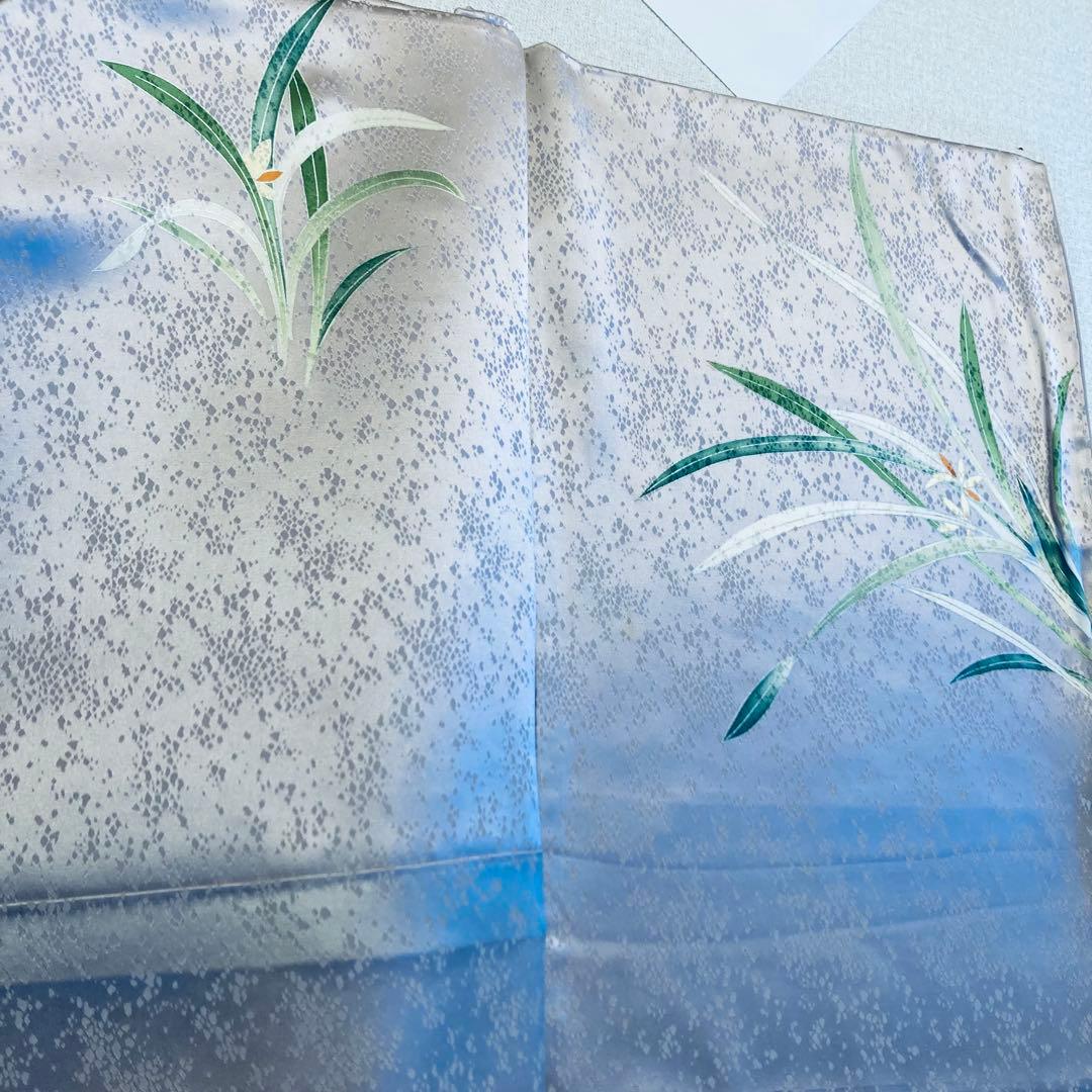 靖 122717宅　綸子　訪問着　袷　水仙　着物