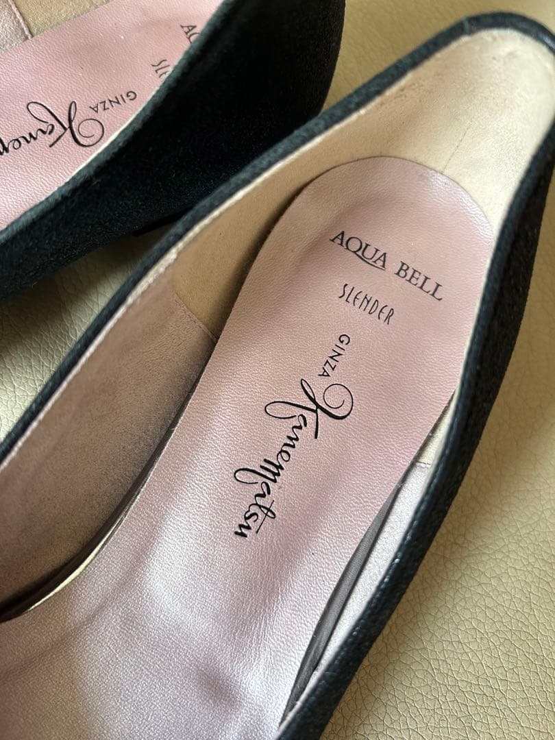 未使用銀座かねまつ フラットシューズ Vカット定価21,000円 24.5cm