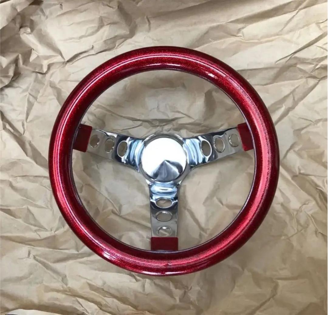 10インチ 廃番 赤ラメ グラント グランツ ステアリングホイール ムーン
