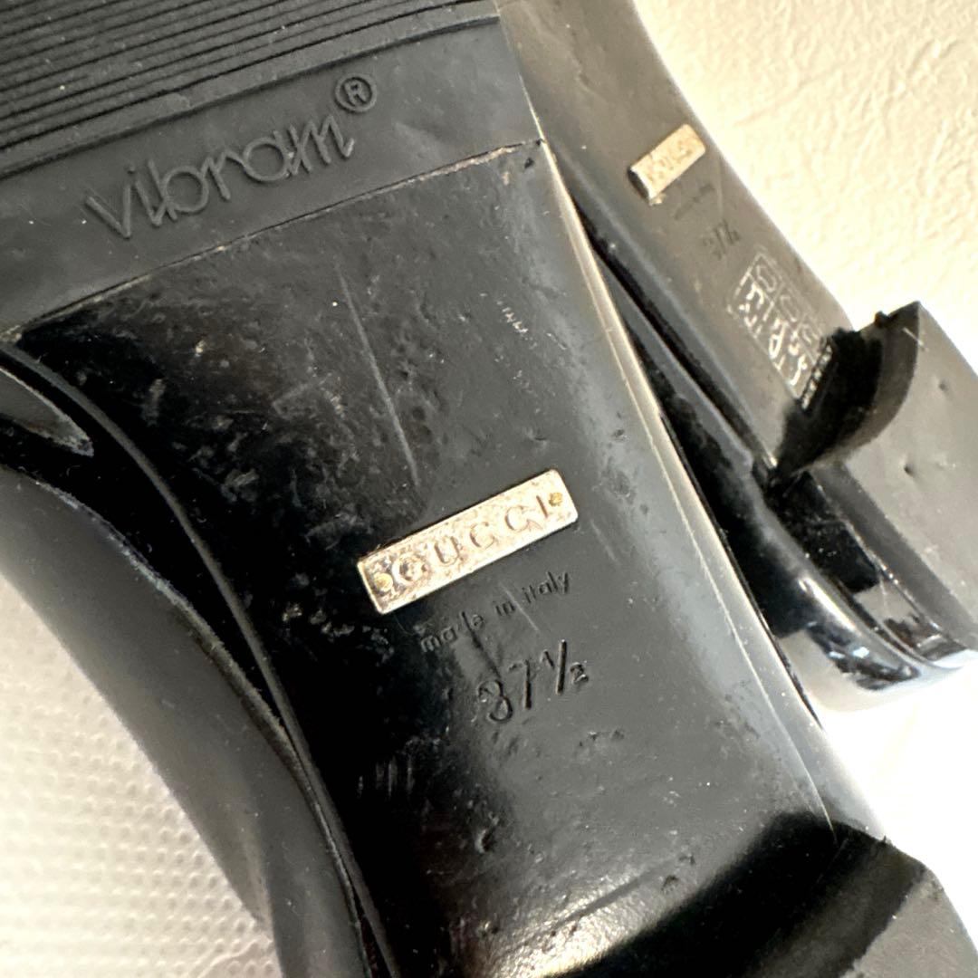 GUCCI ポインテッドトゥリボンパンプス バレエシューズ 37.5 黒 グッチ