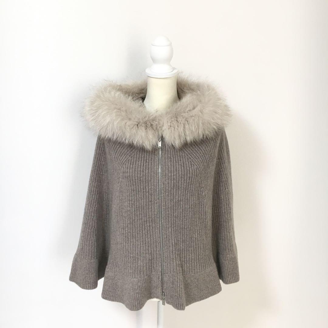 近年美品 FOXEY フォクシー カシミヤ ニット ポンチョ ファー - メルカリ