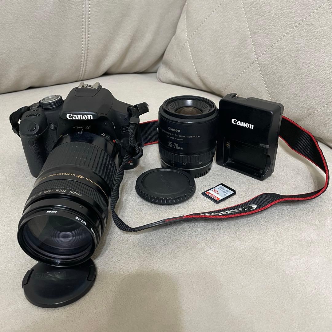 Canon KissX3 ダブルレンズ 一眼レフ レンズ 75-300 EOS Kiss X3 キヤノン デジタル一眼 CANON ダブルズーム 中古 新品SD