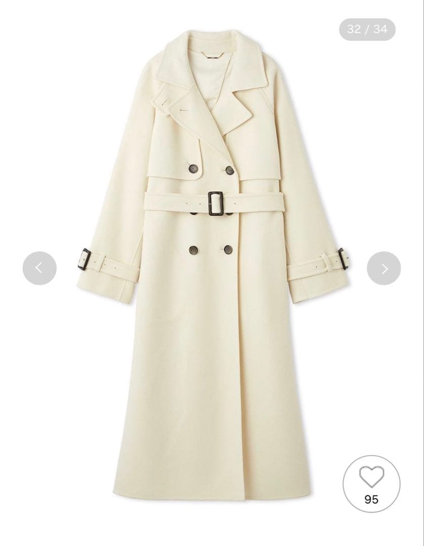 完売品 CELFORD セルフォード ウール混ロングトレンチコート IVR 36