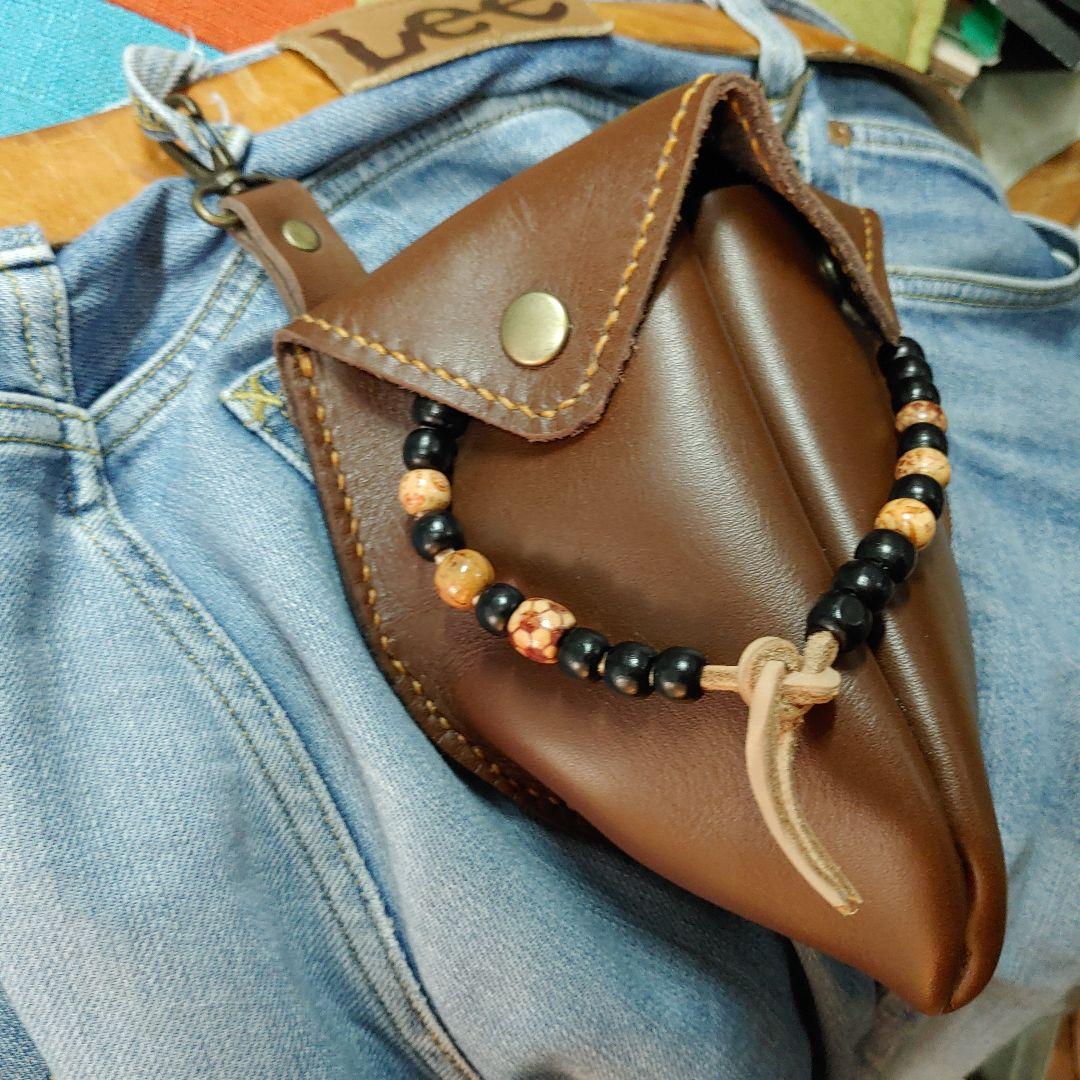 牛革 レザー ウエストポーチ ハンドメイド - メルカリ