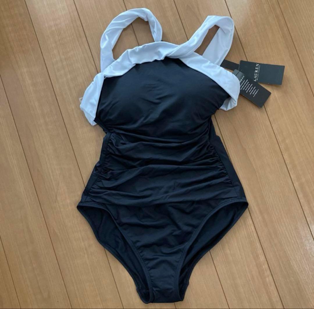 新品タグ付】ラルフローレン ワンピース水着 黒と白 - メルカリ